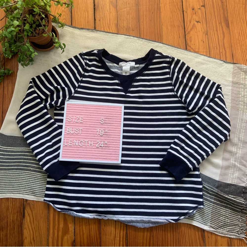 H&M Navy Striped Pullover Sweatshirt